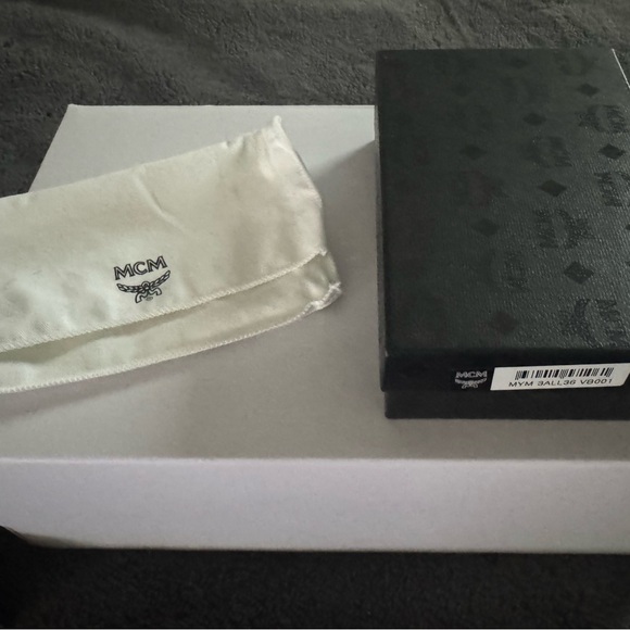 MCM Blue Studded Trifold Wallet - Picture 6 of 11